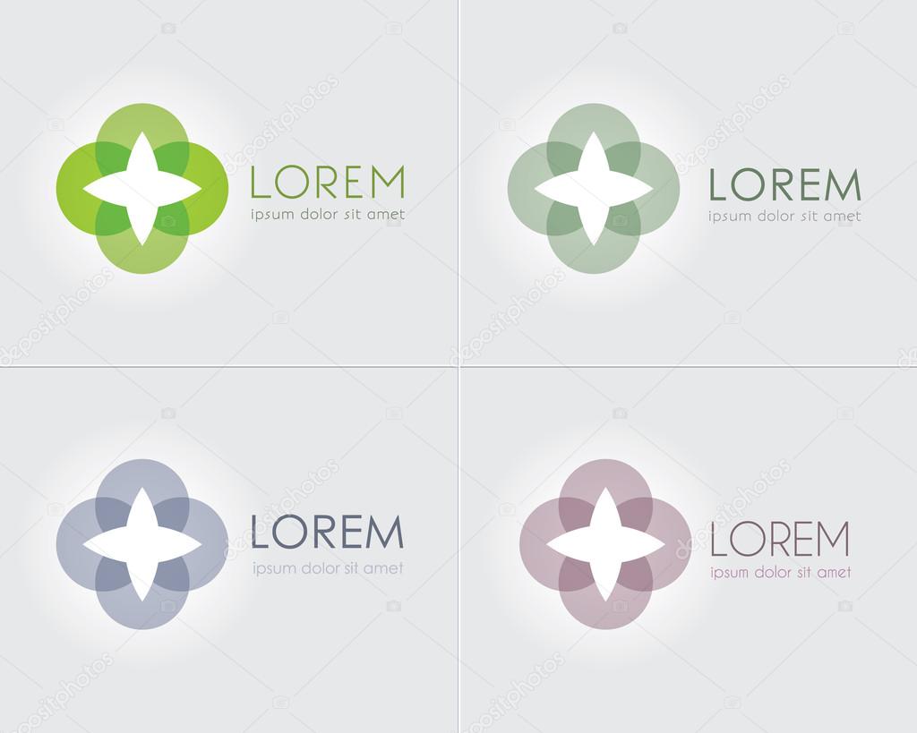 Business Vector Icons. Abstract symbol of life, energy, tranquility, stability, confidence, care. Brand visualization template. Logo template. Cosmetic labeling, medical or modern technology icons. Sample text. Editable.