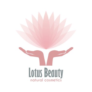 Bir Lotus çiçeği holding eller. Güzellik ve sağlık sektörü için iş logo.
