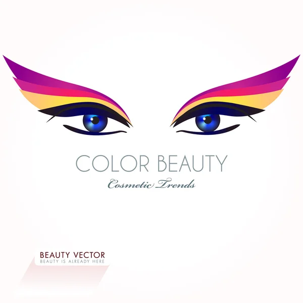 Ojos de mujer con coloridas sombras vector ilustración . — Vector de stock