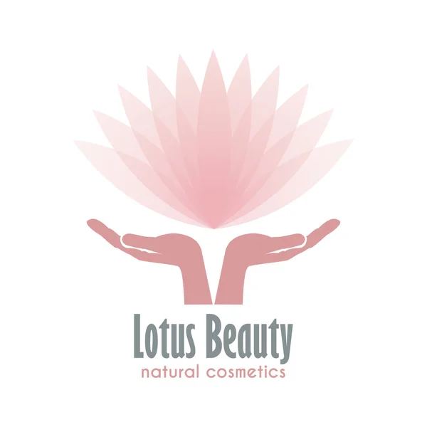 Bir Lotus çiçeği holding eller. Güzellik ve sağlık sektörü için iş logo.