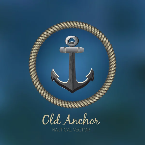 Insignia de vela de ancla y cuerda, etiqueta o logotipo . — Archivo Imágenes Vectoriales