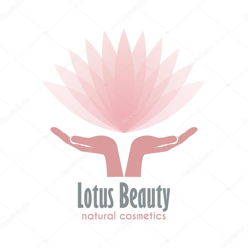 Hands holding a Lotus flower. Business logo for Beauty and Health industry.