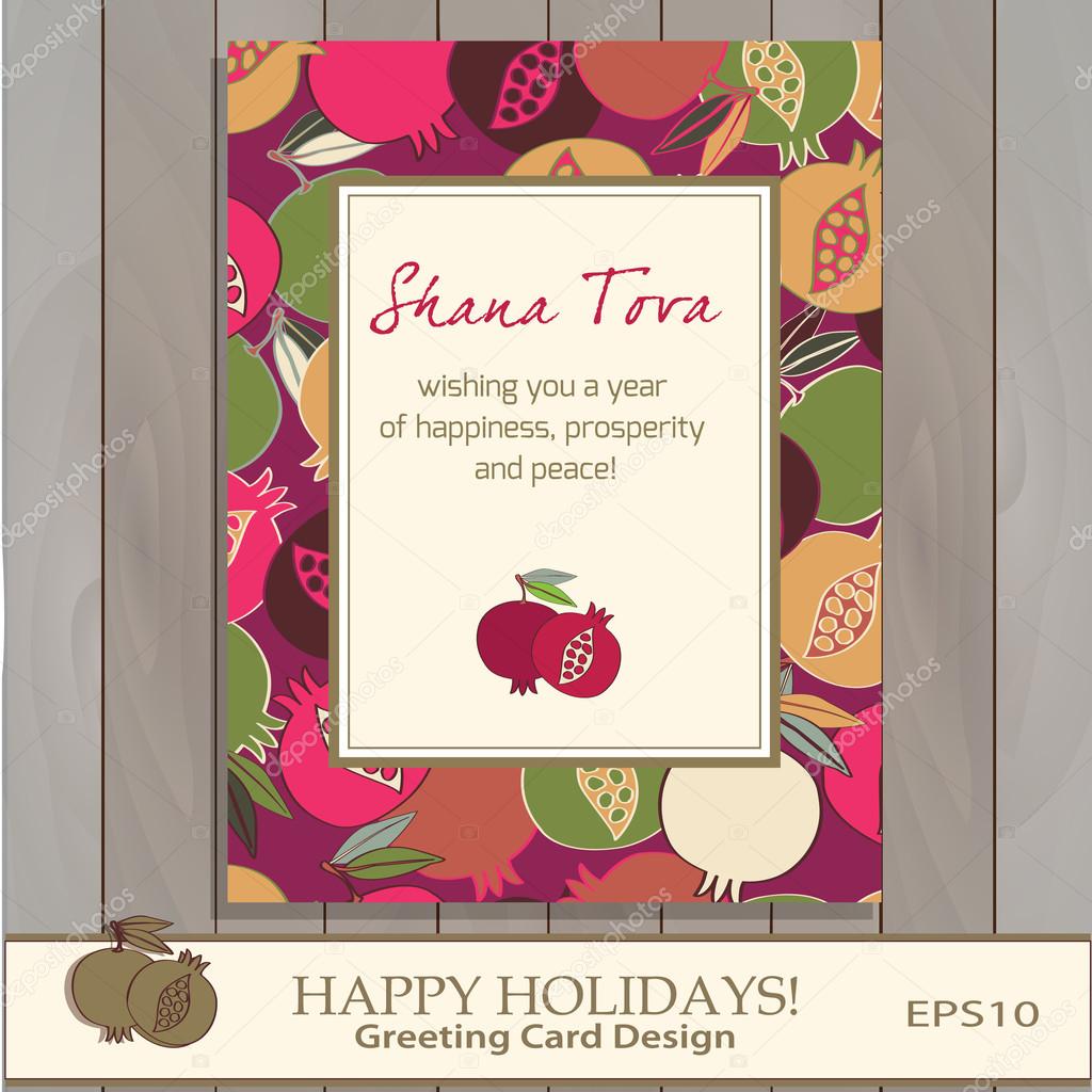 Pomegranate Greeting card design vector template.