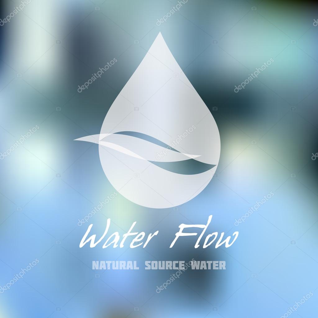 Natural source or Mineral Water vector icon. Water bottle label design template. Plumbing service symbol. Brand visualization template. Graphics for water drop, natural, pure concept, water flow. Sample text. Editable, layered design