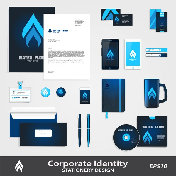 Water or Gas supply service business identity vector set including business logo template. — Stock Vector