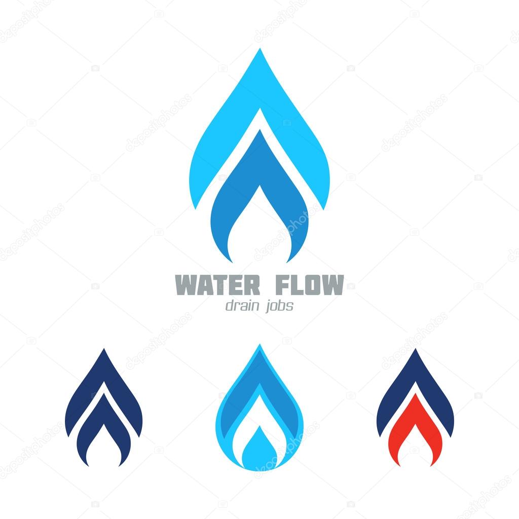 Water supply, Plumbing or Gas supply business sign set vector template. Plumbing symbol, brand template. Vector graphics for water drops, water flow, hot & cold water. Sample text. Editable, layered