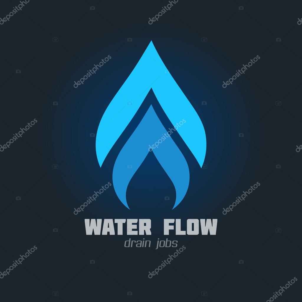 Water supply, Plumbing or Gas supply business sign vector template. Plumbing symbol, brand template. Vector graphics for water drops, water flow, hot & cold water. Sample text. Editable, layered