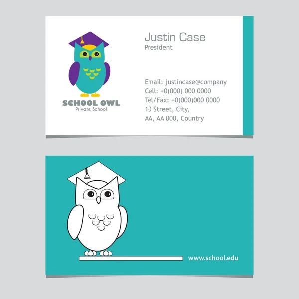 Owl in Graduate Hat educational vector icon template in flat style in business card template. — Stock Vector