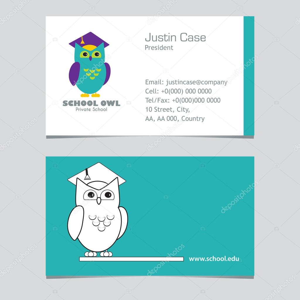 Owl in Graduate Hat educational vector icon template in flat style. School, pre-school, after-school kid activities, back to school, book club or library concept. Sample text. Layered editable