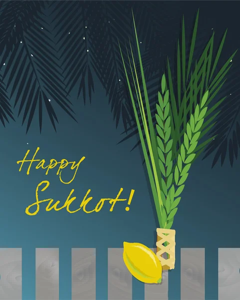 Sukkot Festival tebrik kartı tasarım vektör şablonu. — Stok Vektör