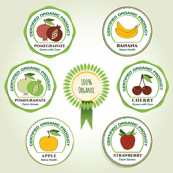 Set de iconos para la plantilla de vector de fruta orgánica — Vector de stock