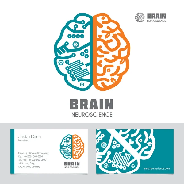 Design de ícone cerebral e modelo de cartão de visita para Neurociência e Medicina . —  Vetores de Stock