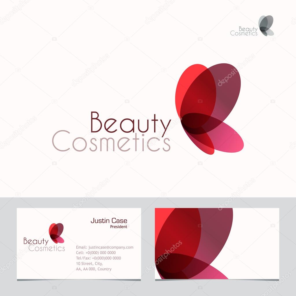 Red Butterfly Beauty Sign and Business Card Template.