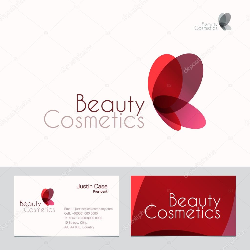 Red Butterfly Beauty Sign and Business Card Template.