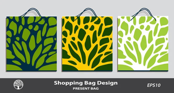 Abstracte Plant patroon geschenk tas instellen vector ontwerpsjabloon. — Stockvector