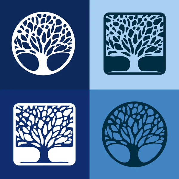 Resumen Árbol signo vector plantilla conjunto — Vector de stock