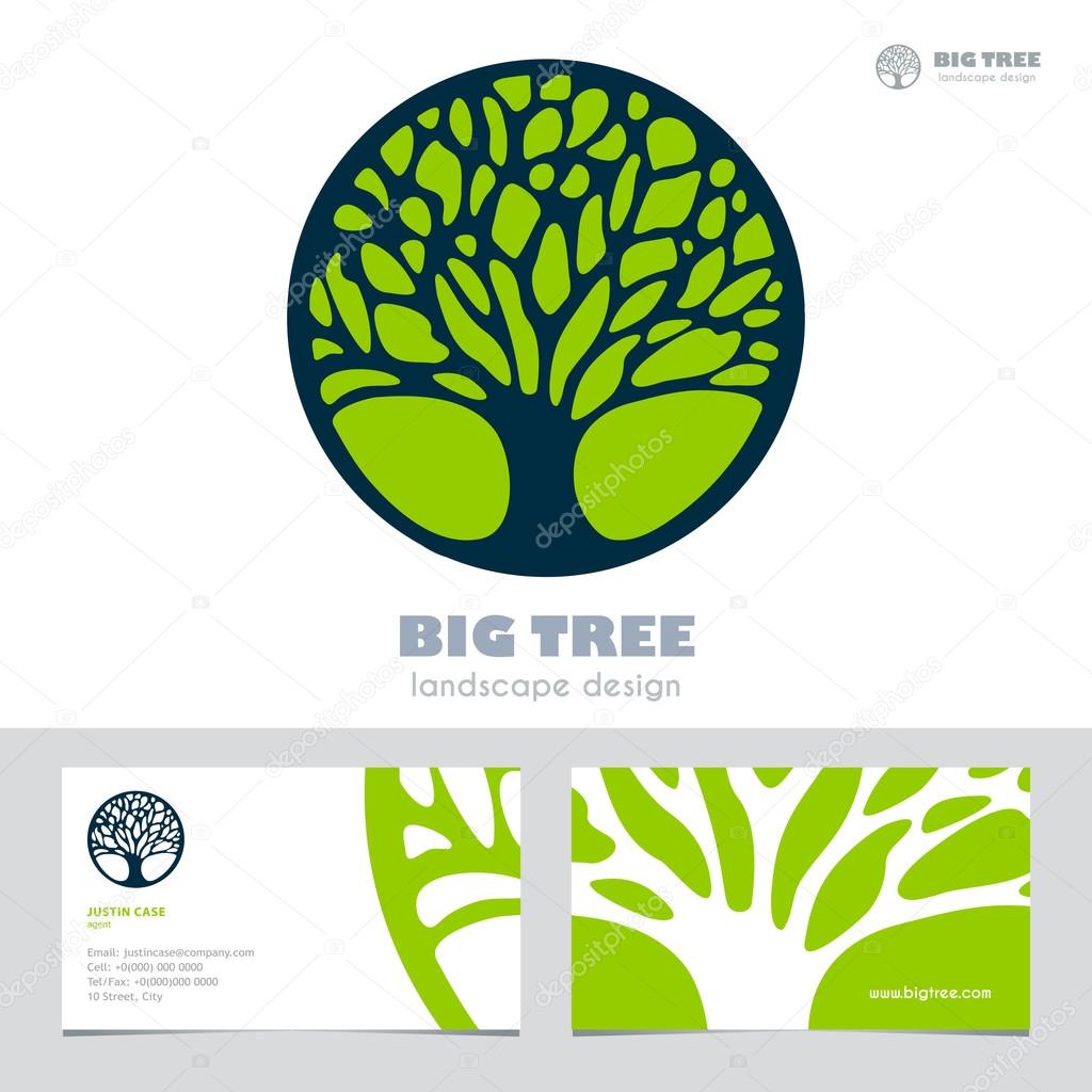 Abstract Tree sign & business card vector template.