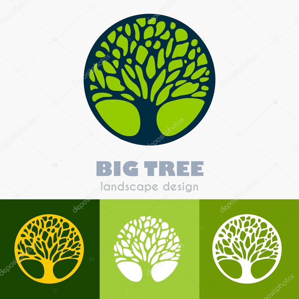 Abstract Tree sign vector template set.