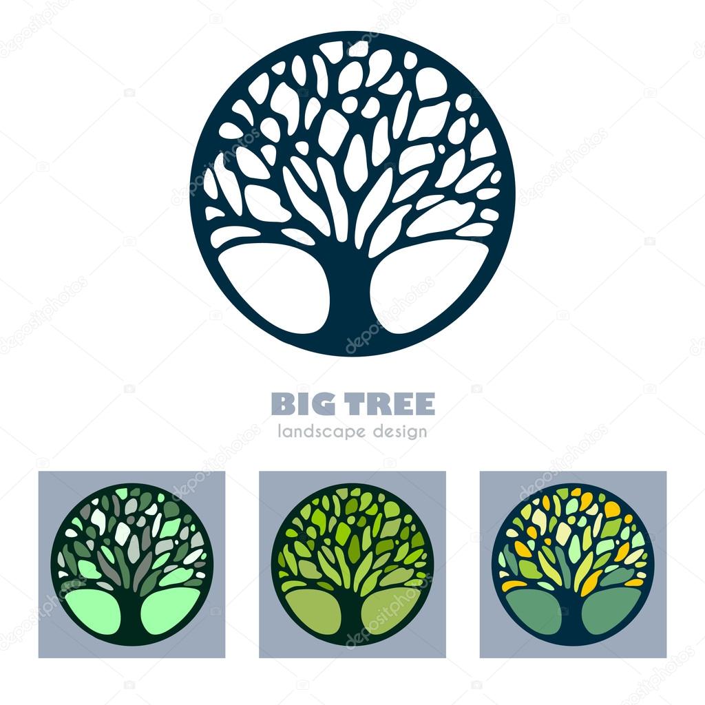 Abstract Tree sign vector template set.