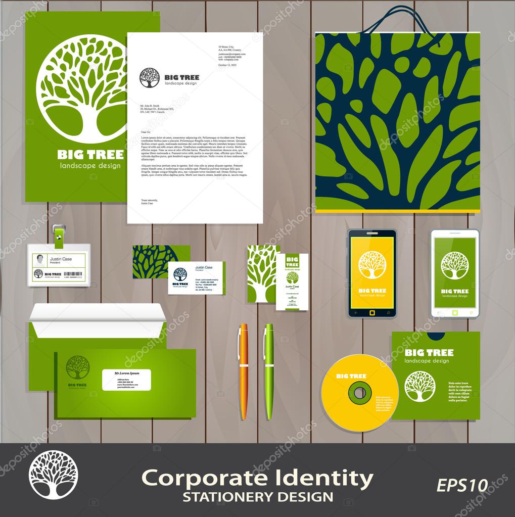 Abstract Tree sign corporate identity set  vector template.