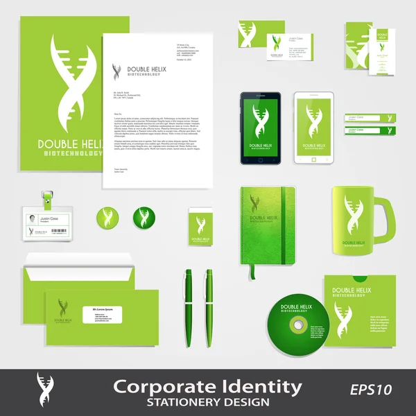 Abstract Abstract DNA Spiral business sign & corporate identity set vector template. — Stock Vector