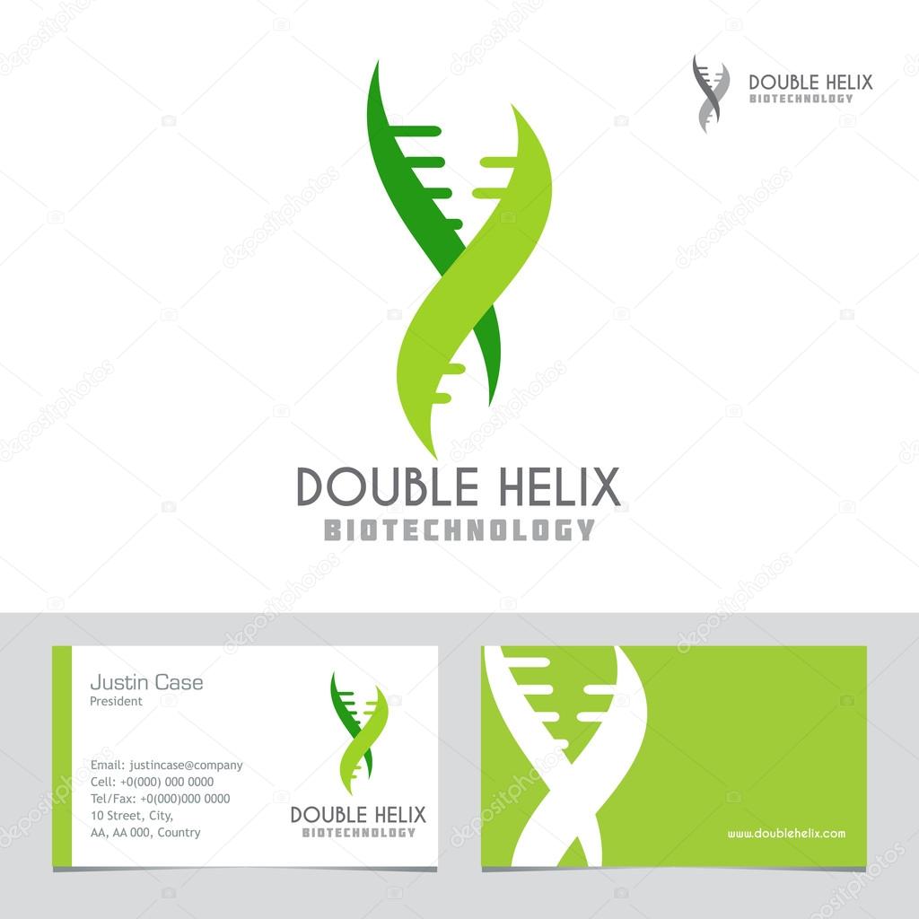 Abstract DNA Spiral business sign & business card. Modern technology, biotechnology, medical science icon. Corporate identity element. Vector graphics for infinity of progress concept. Editable.
