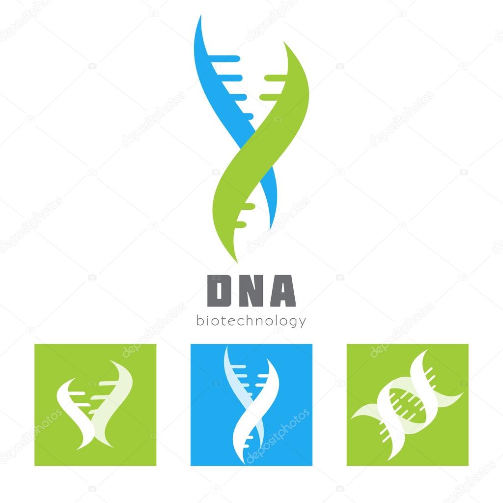 Abstract DNA Spiral business sign & business card. Modern technology, biotechnology, medical science icon. Corporate identity element. Vector graphics for infinity of progress concept. Editable.