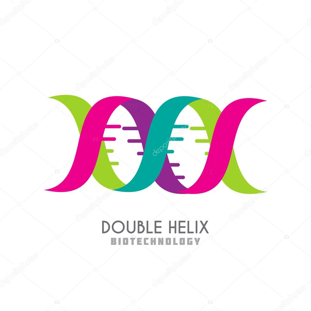 Abstract DNA Spiral business sign & business card. Modern technology, biotechnology, medical science icon. Corporate identity element. Vector graphics for infinity of progress concept. Editable.