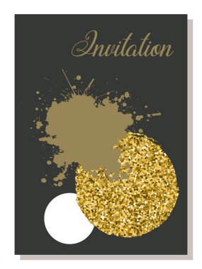 Invitation or Greeting Card design in Gold and Black. clipart