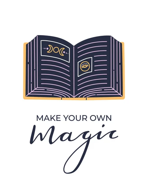 Poster Handwritten Make Your Own Magic Inspiration Phrase Mystery Dark —  Vetores de Stock