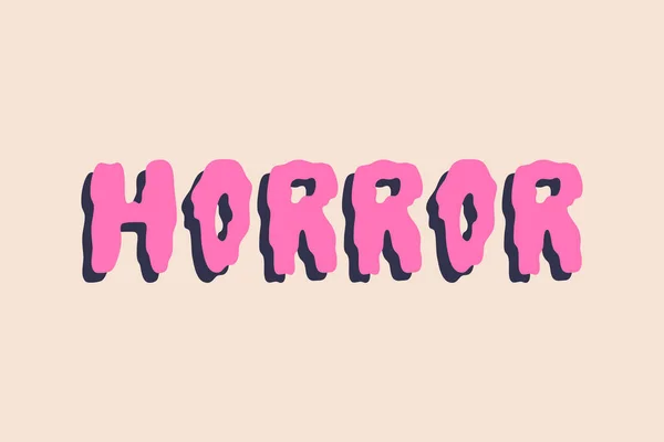 Horror Halloween Drippy Handwritten Lettering Text Calligraphy Pink Color Spooky — Stock Vector