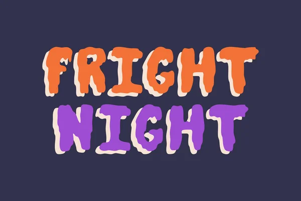 Noite Terror Halloween Mão Desenhada Lettering Caligrafia Banner Design Gráfico —  Vetores de Stock