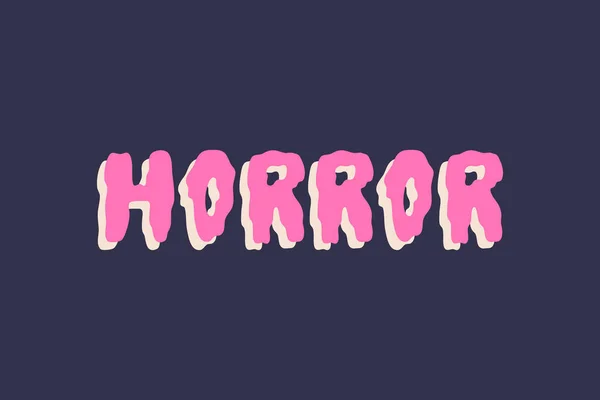 Horror Halloween Drippy Handwritten Lettering Text Calligraphy Pink Color Creepy — Stock Vector
