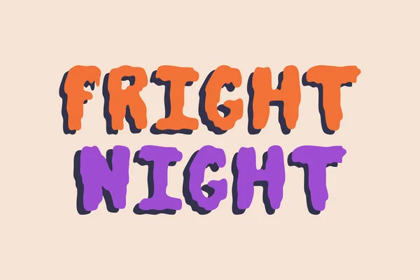 Fright Night Halloween Texte Lettrage Dessiné Main Bannière Design Fun — Image vectorielle