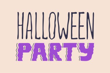 Cadılar Bayramı partisi harfleri ya da el yazısı. Davetiye kartı, korkutucu mesaj. El çizimi korkunç bir kutlama tasarımı. Arkaplanda izole edilmiş posterler, baskılar veya t-shirs için modern vektör illüstrasyon şablonları