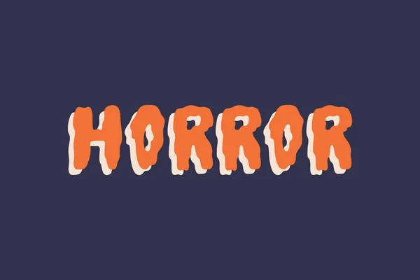 Horror Halloween Drippy Handwritten Lettering Calligraphy Orange Colors Spooky Hand — Stock Vector