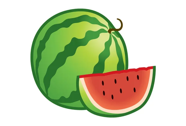 Wassermelone mit Scheibe — Stockvektor