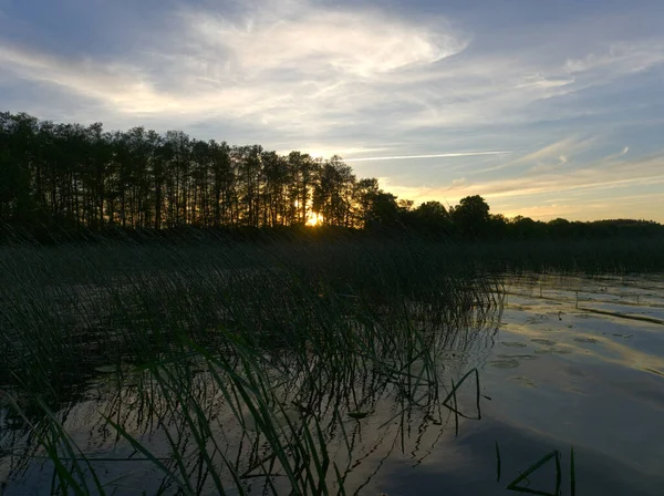 Piękne morze o zachodzie słońca do natury w dabelow w Meklemburgii-Pomorzu Zachodnim — Zdjęcie stockowe