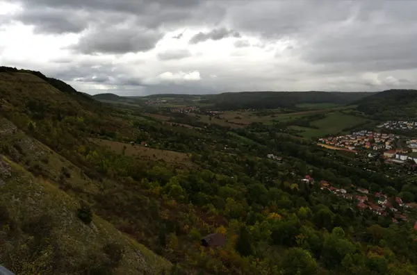 View at Jena at summer close to autumn at day from kernberge — Stock Photo, Image