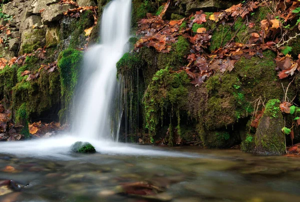 Ein kleiner Wasserfall im Herbst in jena deutschland europa — Stockfoto