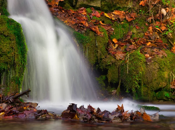 Ein kleiner Wasserfall im Herbst in jena deutschland europa — Stockfoto