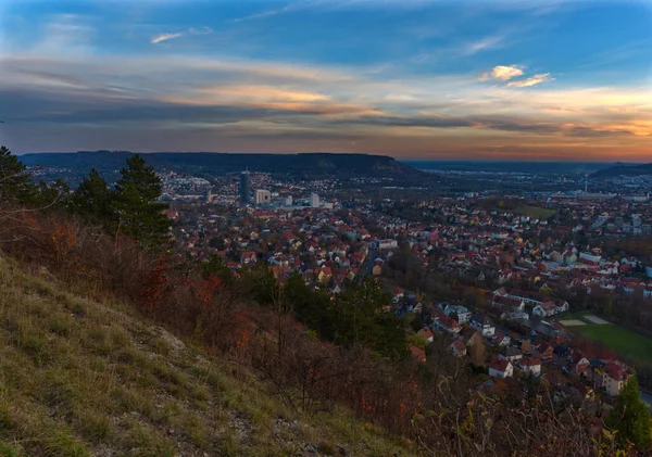 Schöner Blick über Jenas Kernberge im Herbst — Stockfoto