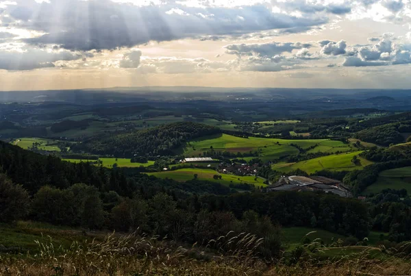 Gyönyörű táj naplementekor fulda hesse Németország — Stock Fotó