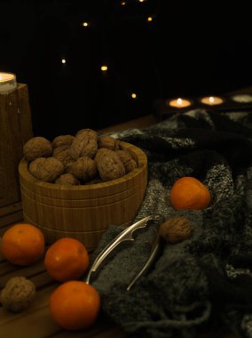 Almanya 'da kışın rahat Noel dekorasyonu, kopyalama alanı