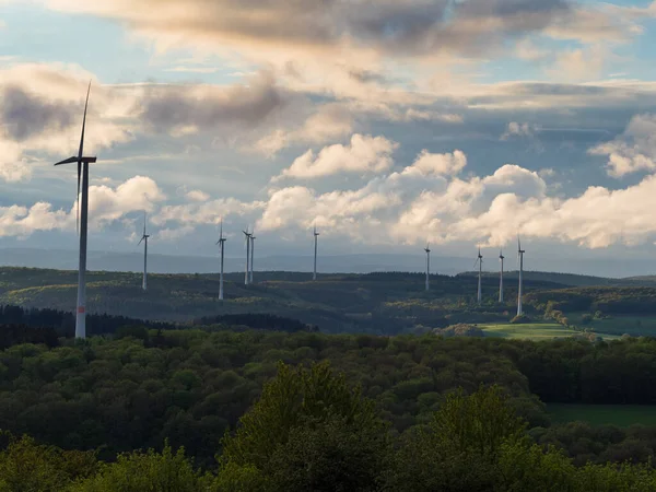 Beautiful forest landscape with windmills in saarland germany europe — Stock Photo, Image