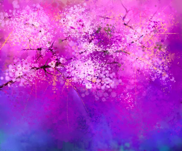 Kiraz çiçekleri boyama suluboya — Stok fotoğraf