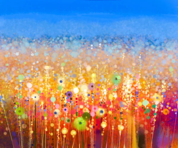 Abstract flower field watercolor painting. — Stock Photo, Image