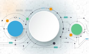 Vektör soyut fütüristik devre kartı üzerindeki açık gri renkli