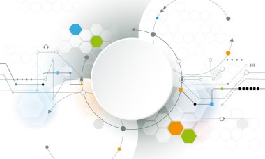 Vektör soyut fütüristik devre kartı üzerindeki açık gri renkli