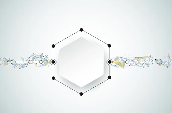 Moléculas abstratas vetoriais com papel 3D e poligonais sobre fundo de cor cinza claro . —  Vetores de Stock